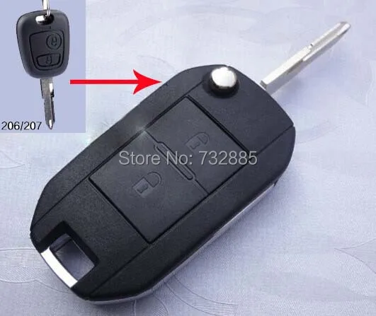 

MODIFIED SHELL FOLDING FLIP REMOTE KEY CASE 2 BTN BUTTONS FOR PEUGEOT 206 207 KEYLESS ENTRY REMOTE FOB