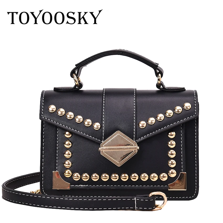 

TOYOOSKY 2019 Brand Women Bags Luxury Handbags Women Messenger Bags Cover Rivet Fashion Shoulder Bag Ladies PU Leather Handbags