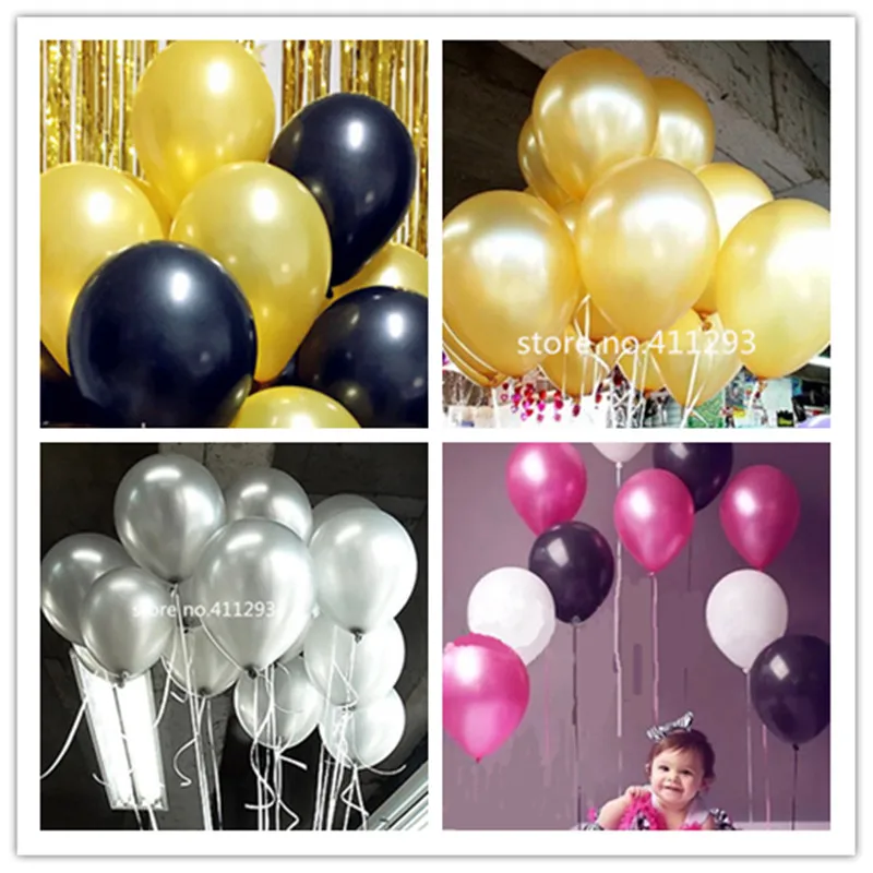 

20pcs / lot 2.2g thicken Metallic ballons Pearl Balloons wedding balloon Birthday globes pink blue black gold silver ballons