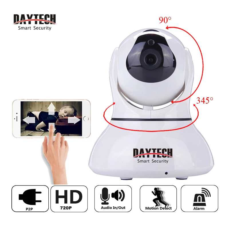 

DAYTECH Wireless Wifi IP Camera Home Security HD 720P CCTV Night Vision Surveillance Camera P/T P2P Two-way Audio Cam DT-C8817