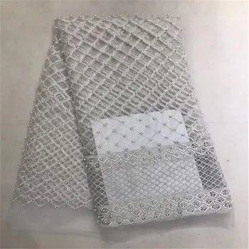 

Latest African Tulle Lace 2018 French Net Beaded Lace Fabric For Wedding Party Dress White Embroidery African Lace Fabric