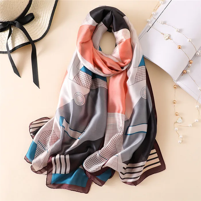 RUNMEIFA роскошный бренд Модный летний шелковый шарф для женщин/Дамский Длинный шарф и шали пляжный Хиджаб Женский платок - Цвет: 27