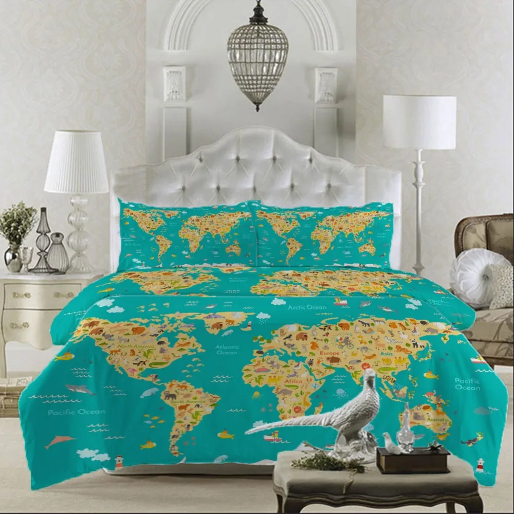  World map of national flag Bedding Quilt Cover Duvet Cover Set Pillowcase Microfiber Soft Comforter - 33037321951