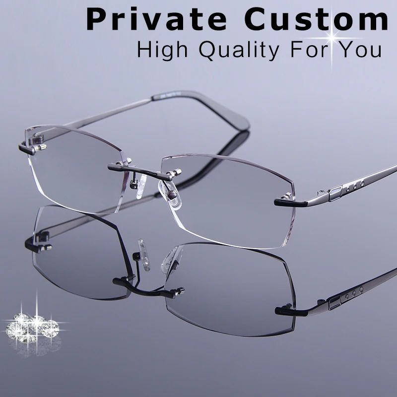 Buy Metal Alloy Eyeglasses Men Rimless Prescription