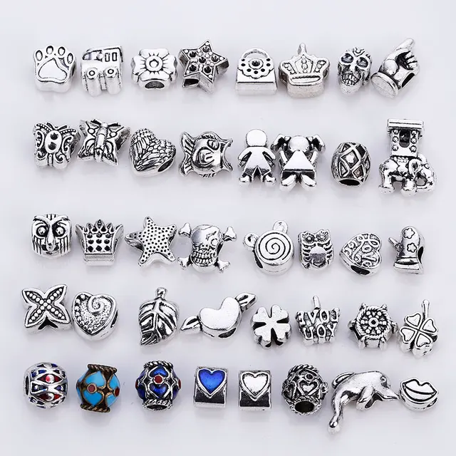 Vintage Silver Metal Beads fit Pandora Charms Fashion DIY Handmade