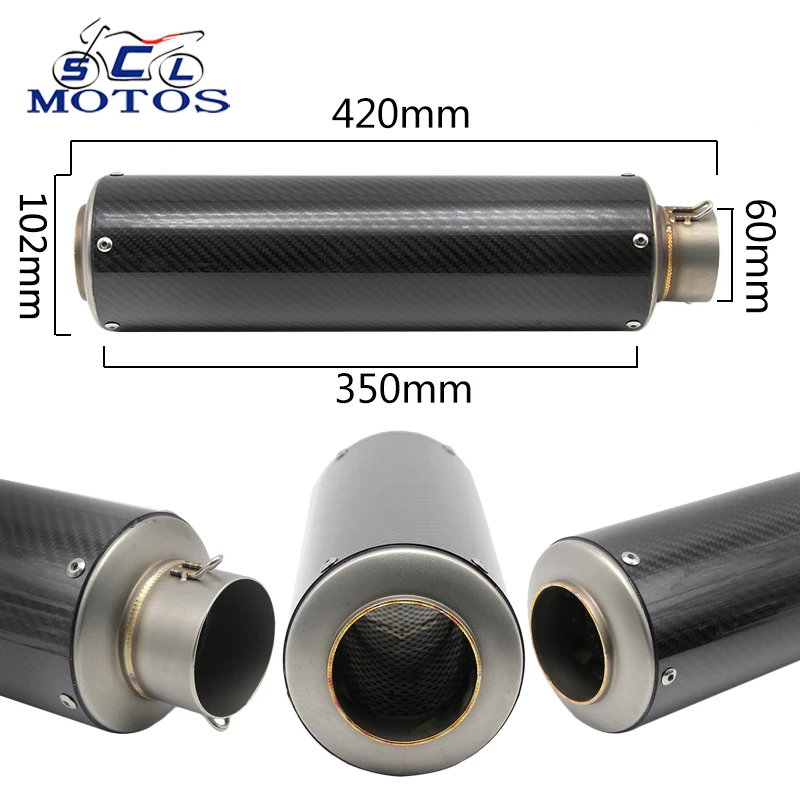 

Sclmotos - 60mm Motorcycle Exhaust Muffler SC Moto Racing Muffler Pipe Motocross Pitbike Cafe Racer NINJA TMAX530 500 NC750X CBR