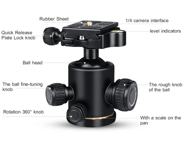 QZSD-02 Camera Tripod Ball Aluminum 360 Degree Panoramic
