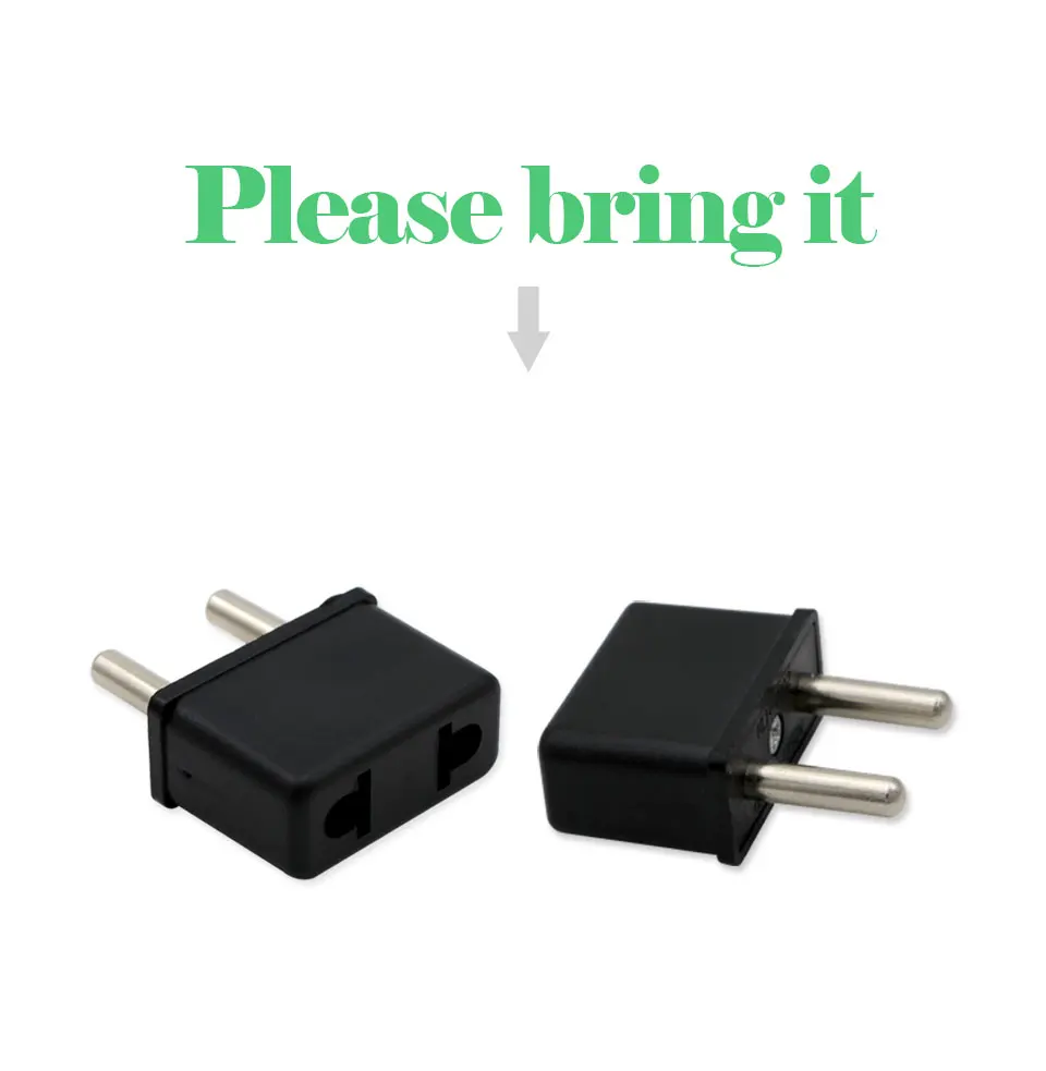 US To EU Plug Power Adapter Black Color Travel Power Adapter Converter Wall Electrical Charger USA to EU 2 Round Pin Plug Socket (3)