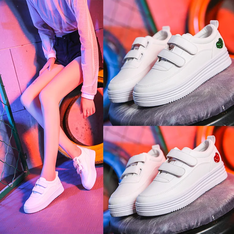 

KESMALL Women Casual Soft Shoes White Women Platform Sneaker Lady Spring Footwear Breathable Chaussure Basic Flat Shoes WS499
