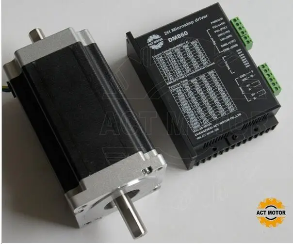 

ACT Motor 1PC Nema34 Stepper Motor 34HS5435B Dual Shaft 1600oz 3.5A+1PC Driver DM860 7.8A Foam Plasma Laser CNC Router