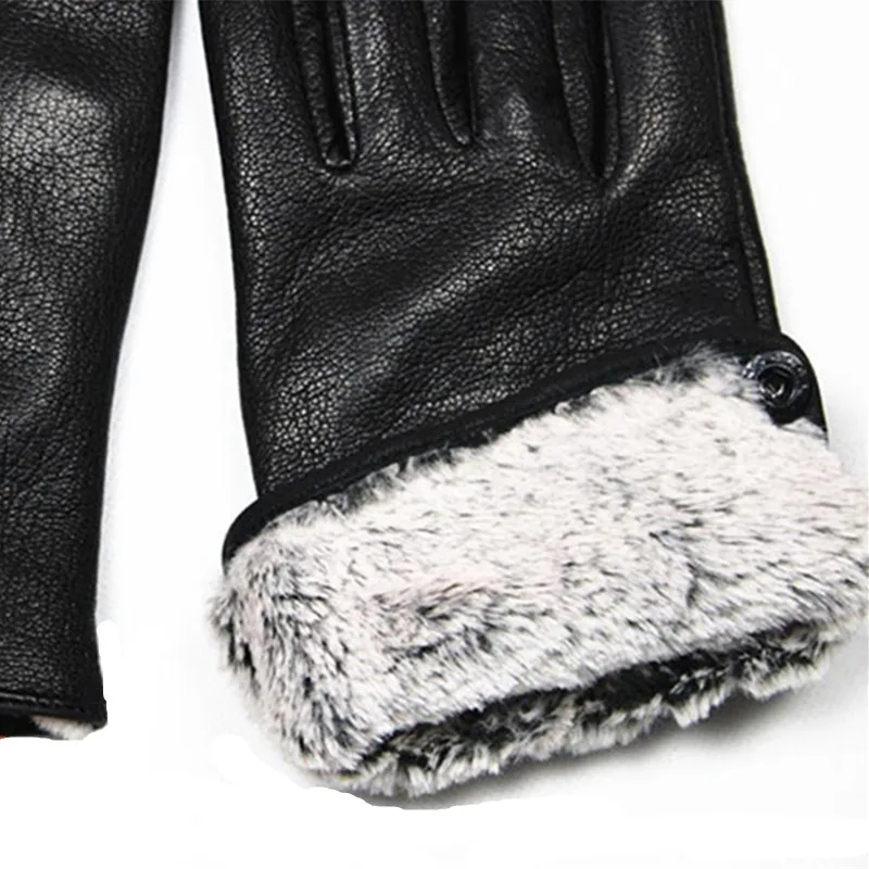 Guantes зимние перчатки мужские кожаные перчатки оленья утолщенная волна воды стиль поддельная подкладка осень и зима теплая