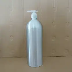1000 мл Алюминиевый Серебряная бутылка с прозрачным пластиковый насос (длинный заостренный рот) для лосьона и эфирного масла. Баночка для