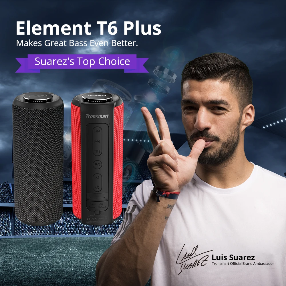 „Tronsmart T6 Plus“ „Bluetooth“ garsiakalbis 40 W nešiojamas garsiakalbis „Deep Bass“ garso juosta su vandeniui atspariu „IPX6“, „Power Bank“ funkcija „SoundPulse 01“