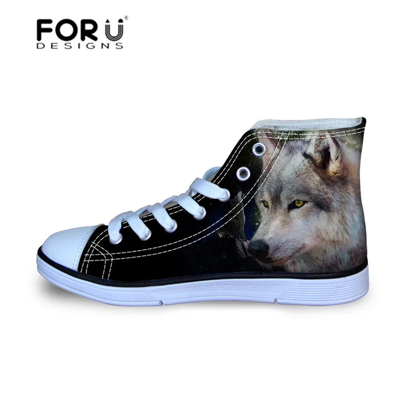 FORUDESIGNS/3D крутая детская парусиновая обувь с рисунком волка для мальчиков детские