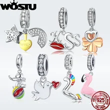 WOSTU Hot Sale Charm Silver 925 Original Fit Bracelet & Bangle 100% Real 925 Sterling Silver Bangle Charms Jewelry pure silver 925 twisted cord weave bangle men women vintage cuff bracelet 6mm band 100% real sterling silver 925 handmande craft
