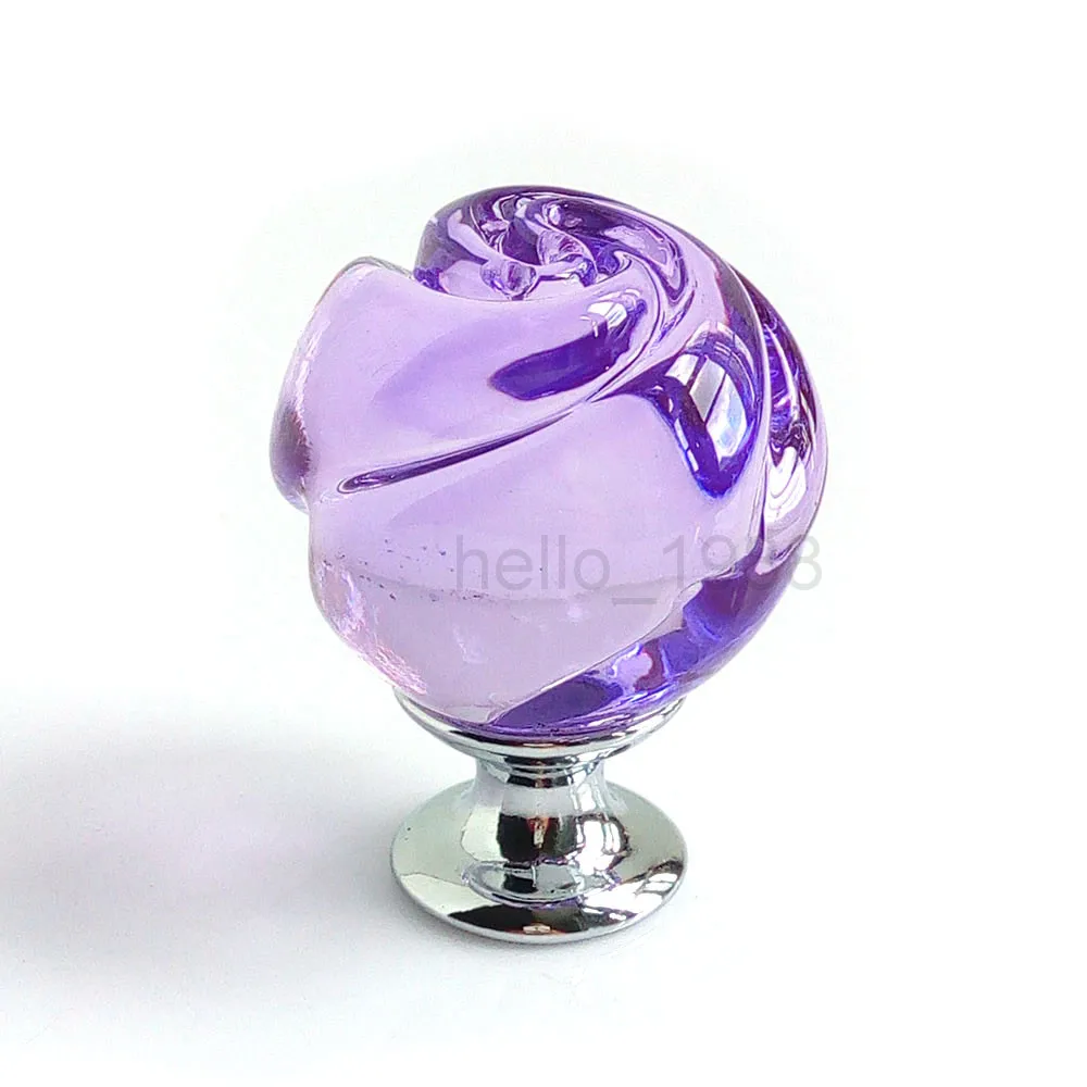 1pc Purple Rose Crystal Cabinet Knob Handle Cupboard Closet Drawer Knob ...