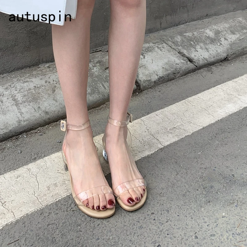 

Autuspin Transparent Women's Sandals Sexy Peep Toe High Heel Party Ladies Shoes Breathable Summer Fashion Cocktail Woman Pumps