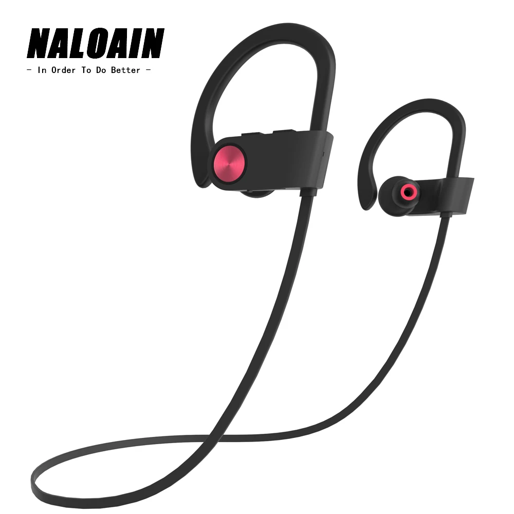 NALOAIN IPX7 Waterproof Bluetooth Headphone Sport Bass Wireless Headset Stereo Neckband Earphone With Microphone For Phone