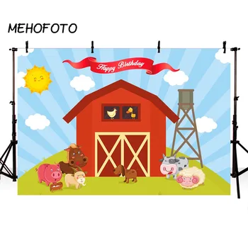 

Red Barn Farm Photography Background Cows Grass Backdrops Photo Booth Blue Sky Props Warehouse Animal Birthday Party Banner