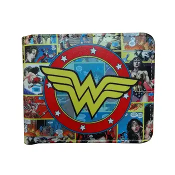 

2018 New Wonder Woman Leather Wallets Anime Cute Cartoon Super Girl Hero Purse Gifts Lady Short Wallet with Zipper Coin Pocket