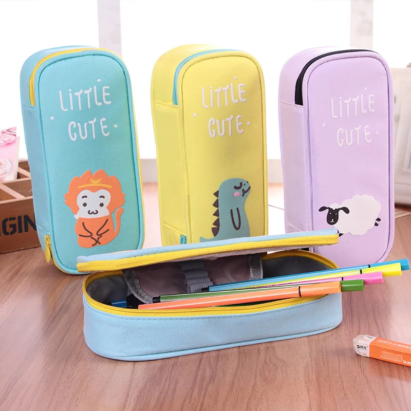 new boy girl canvas pencil case bag kawaii School Pouches cute BIG
