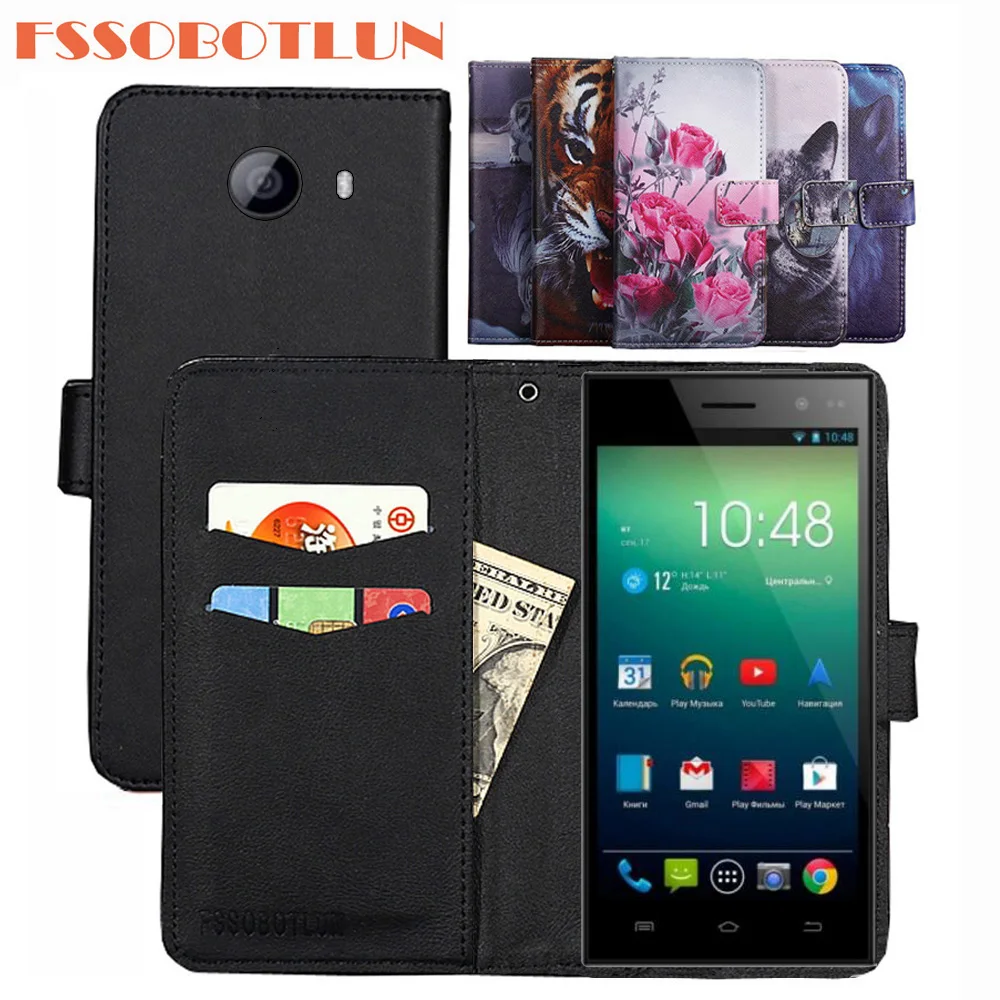 

FSSOBOTLUN For Highscreen Zera F Case PU Leather Retro Flip Cover Shell Magnetic Fashion Wallet Cases Kickstand Strap