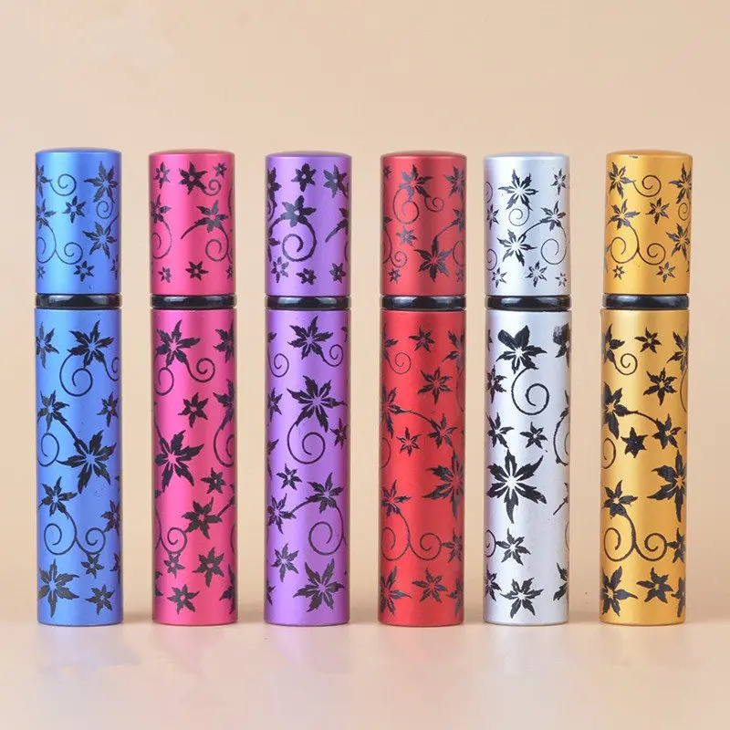 10PCS 8ML Leafs Pattern Travel Glass Perfume Bottles Cosmetic Containers Sample Atomizer Spray Bottle Aluminum Parfum Bottle