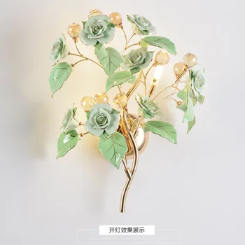 

European style wall lamp gold LED bedside living room background wall lamps bedroom study corridor lamp crystal wall lamp sconce