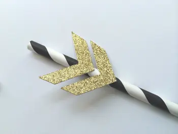 

black Paper Straws with Glitter arrows Wedding bridal shower Bachelorette party Decoration Drinks tea party straw