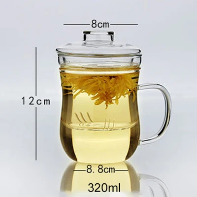 320~ 500 мл офисная кружка из боросиликатного стекла со стеклянной заваркой и крышкой Цветущий листовой фруктовый чай стеклянная чашка ежедневная посуда для напитков чай - Цвет: 320ml