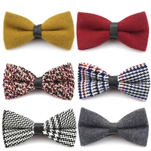 Новые Шерстяные Галстуки для мужчин Высококачественная брендовая одежда Повседневное плед Bow Tie Solid Для мужчин S галстук для свадьбы Галстуки
