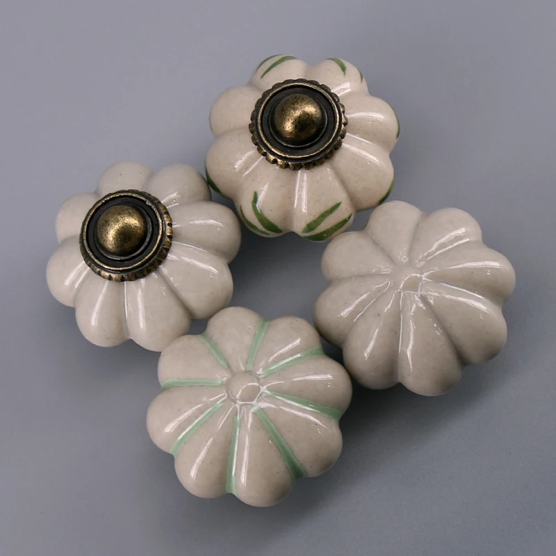 1x Grey Knobs and Handles Pumpkin Knobs Ceramic Door Kitchen