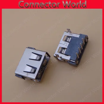 

10-1000pcs Connector usb 2.0 socket jack Volume Edge type A Mother Harpoon Foot Short Body 10.0 MM 90 Degree Female Seat Black