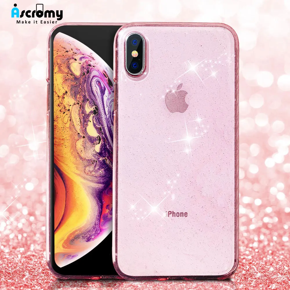 For iPhone XS Max Case Glitter Transparent Luxury Silicone TPU Cover For  iPhone 11 Pro XR X 8 Plus 7 6 6S Pink Case Accessories - AliExpress
