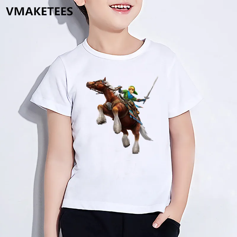 Для детей, на лето для мальчиков и девочек Забавные футболка детская легенда о Зельде Triforce характер футболка с принтом Повседневная одежда для малышей, HKP5245