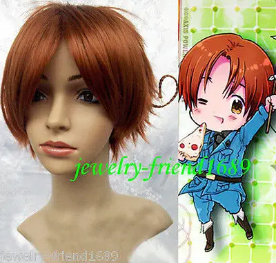 shun Wholesale&amp heat resistant LY shipping&gt&gt&gtNew wig Cosplay Hetalia APH ITALY Short Red Brown Wig |