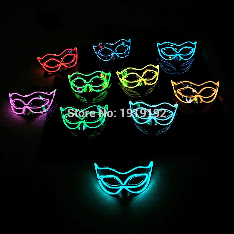 2019 Cool Halloween Style Fox Mask EL wire Masks glowing neon Festival