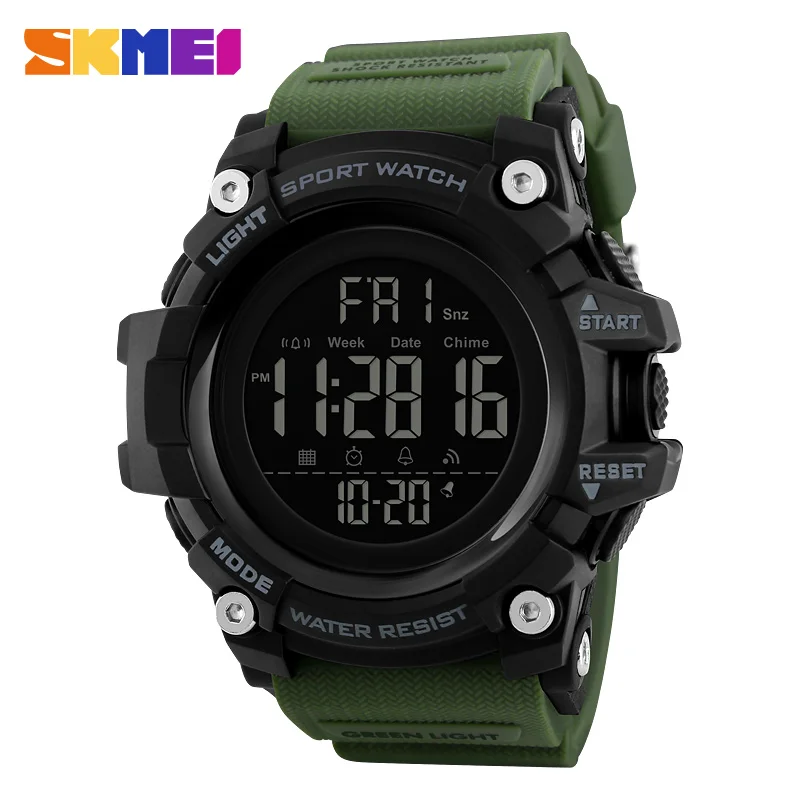 SKMEI Men Sport Watch Chronograph Fashion Man Watch Top Water Resistant Countdown Clock Digital Wristwatch Relogio Masculino Hot - Цвет: Зеленый