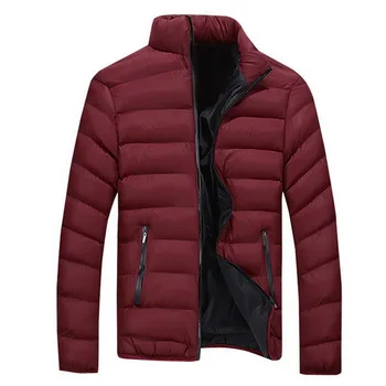 

NIBESSER Winter Men'S Solid Color Down Cotton Casual Stand Collar Zipper Jacket Plus Size M-4XL Clothes Thick Male Outerwear