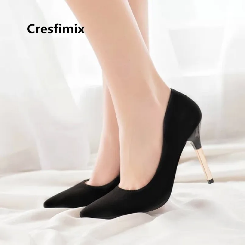Cresfimix tacones altos women cool comfortable high heel shoes lady classic black office high heel pumps cute sexy shoes a3241
