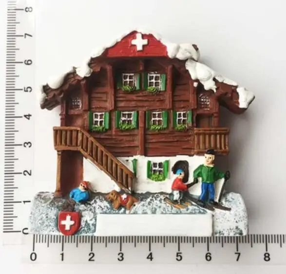 Handmade Painted Switzerland Bell Cow Cuckoo Clock 3D Fridge Magnets Tourism Souvenirs Refrigerator Magnetic Stickers Gift - Цвет: 004