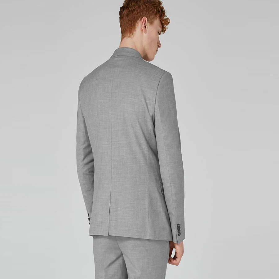 Top Design Grey Smart Casual Business Suit Groom Tuxedos Wedding Suits Prom Party Suits Slim Fit for Men 2Pcs 2018 Fashion Suit
