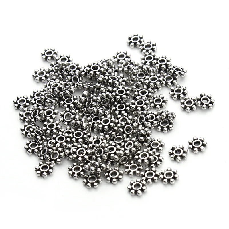 200Pcs 4mm Gold/Sliver Plated Tiny Daisy Metal Spacer Beads 