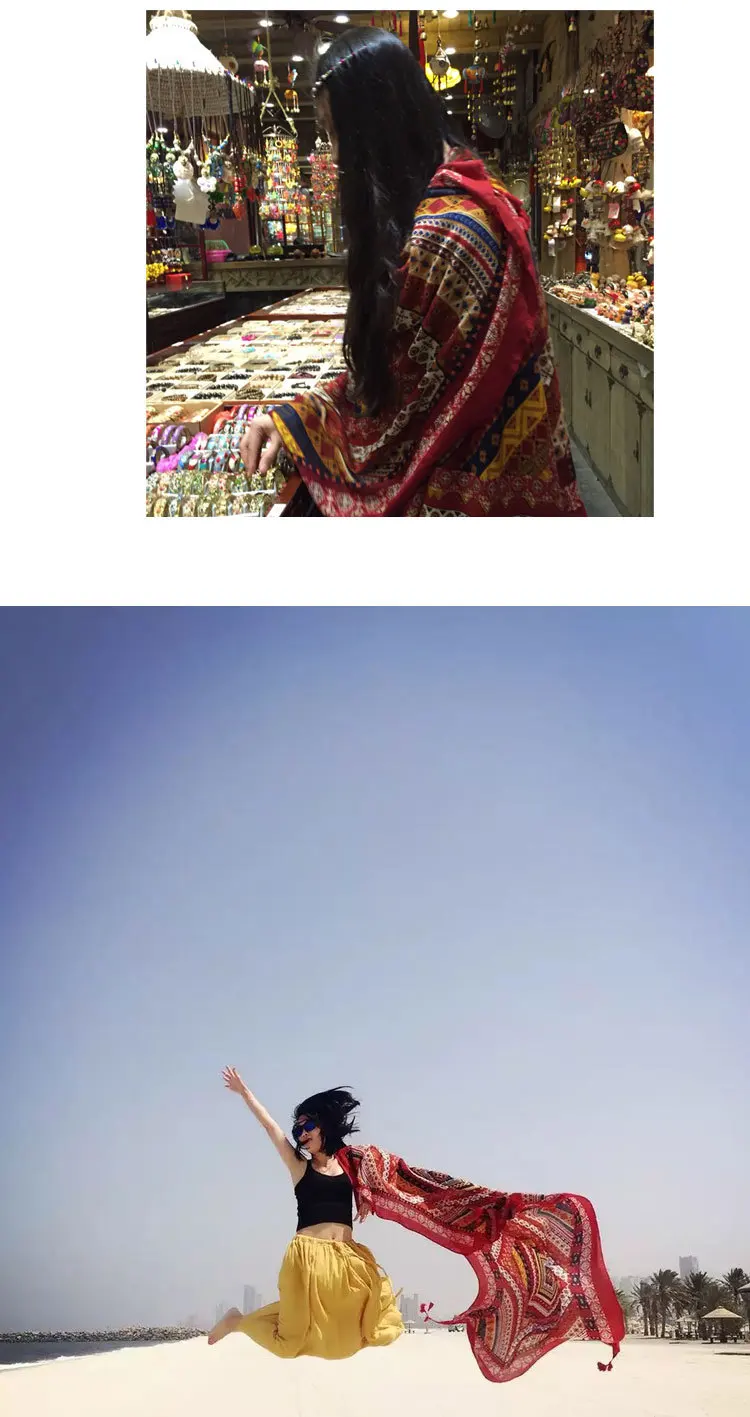 JAEBAEK индийский хиппи-шаль пляжные шарфы Лен теплый ретро Geo богемные Шали Обертывания