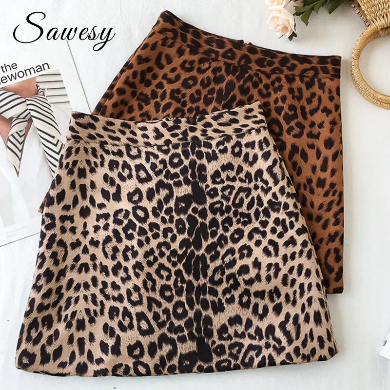 

Sexy Leopard Mini Skirts Womens Fashion 2018 New Arrival Cotton High Waist Skirts Women Streetwear A line Skirt Women Clothings
