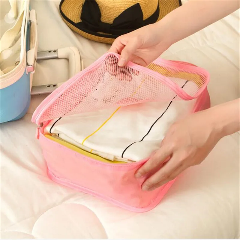 6 قطعة النايلون التعبئة مكعب السفر حقيبة التخزين نظام دائم كبيرة قدرة أكياس للجنسين الملابس فرز تنظيم بالجملة