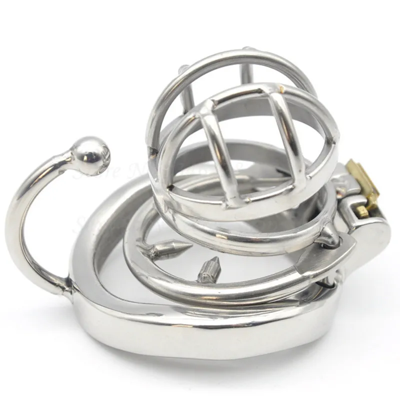 Stainless Steel Male Chastity Devices with Anti-Shedding Ring,Short Cock Cage with Base Arc Ring ,Penis Rings Sex Toys For Men