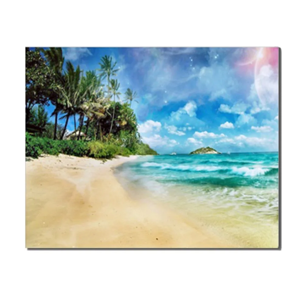 

Laeacco Modern Wall Art Picture Beach Trees Outside Posters and Prints HD Canvas Painting for Living Room Home Decor No Frame