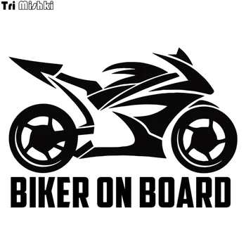 

Tri Mishki 14x20cm biker on board funny car sticker Windscreen Vinyl Decals Accessories Car Sticker HZX536