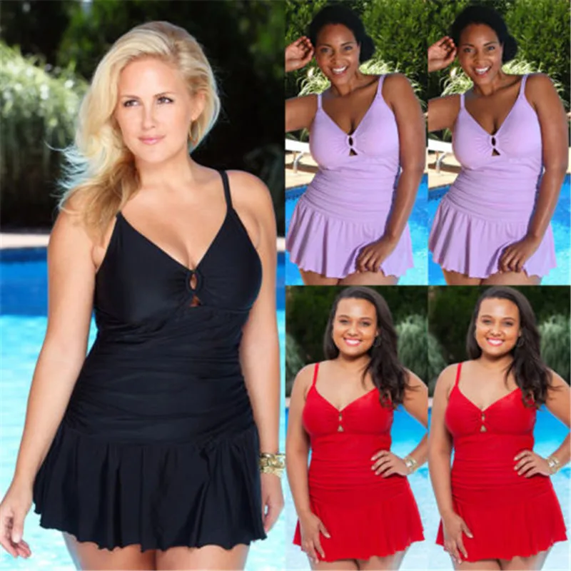 Женский цельный купальник большого размера хит продаж 2017 Одноцветный комплект